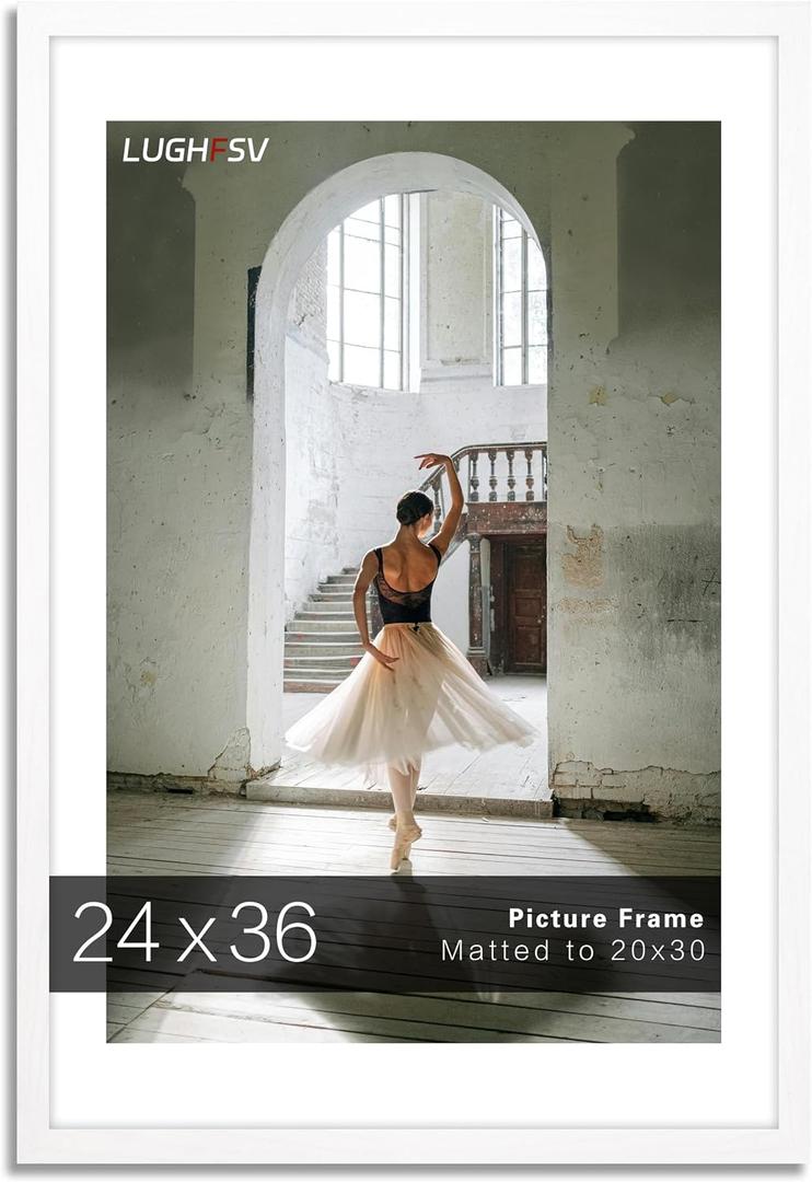 24x36 Picture Frame for Wall, Poster Frame 20x30 with Mat or 24x36 without Mat, Horizontal and Vertical for Wall Mounting, Home Office Decoration, 24X36 -1 Pack