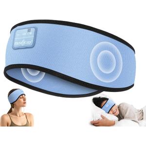 MUSICOZY Sleep Headphones Soft Bamboo Cotton Headband Headphones for Sleeping, Sleep Headphone Wireless Bluetooth 5.4 with Ultra-Thin HD Stereo Speaker for Unique Gifts(Light Blue)