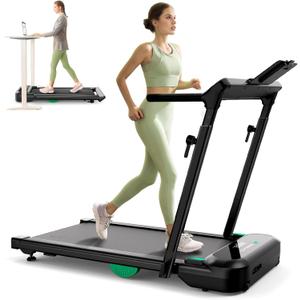 UREVO Foldimix 5 Treadmills for Home, Walking Pad with Adjustable Handle Bar, Multi-Functional Workstation Treadmill, Dual Brushless Motorized, 14-Point Shock Absorption, Compact Design