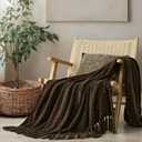 EverGrace Soft Chenille Throw Blanket for Couch, Cozy Plush Fuzzy Decorative Chenille Knit Throw Blanket with Tassels, Lightweight Blanket and Throws for Bed Sofa Gift Home Decor, Dark Brown 50"x60"