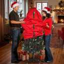 Upright Christmas Tree Storage Bag - Fits 4 Ft Artificial Xmas & Topiary Tree, Vertical Holiday Cover, Durable, Dustproof & Easy-Use Xmas Storage, Red