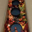 Fall Candle Holder Centerpiece for Table  Thanksgiving Table Decor with Pumpkins, Maple Leaves,Autumn Harvest Decoration with 3 Candle Holders for Dining Table, Fireplace & Home Decor (Red)