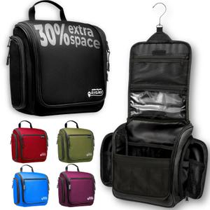 Travel Toiletry Bag for Men and Women - (10.6x10.6x3.2) Large Hanging Toiletry Organizer - Waterproof Hygiene Bag with Metal XXL Swivel Hook, with Sturdy Zippers and 15 Compartments for Toiletries (Grease Black)