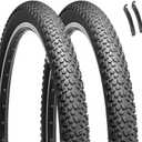 Hycline 2-Pack Mountain Bike Tires: 20/24/26/27.5-inch Folding Replacement Puncture-Resistant Butyl Rubber High-Density Bicycle Tires with Tire Levers for MTB Street Trail Adventures