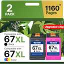 67XL Ink Cartridge Black/Color Combo Pack Replacement for HP Ink 67 67XL Printer Ink Works for HP DeskJet 2827e 4227e 2755e 2855e 2800 4155e 2755 2852e Envy 6055e 6000 6455e(2 Pack)