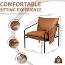 TOLVIN Modern Accent Chair, Comfy Armchair, Waterproof Living Room Chair with Storage Pocket,Upholstered Lounge Chairs with Metal Frame for Reading Nook, Bedroom, Dorm, Office, Brown, Standard