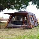 KTT Extra Large Tent 12 Person,Family Cabin Tents,2 Bay-Windows,2 Rooms and 3 Doors 3 Windows with Mesh,Waterproof,Straight Wall,Double Layer,Big Tent for Outdoor,Picnic,Camping