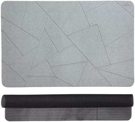 Delmoreshop Stone Bath Mat - Grey Non-Slip Super Absorbent Diatomite Stone Bath Mats for Bathroom, Easy to Clean Diatomaceous Earth Mat (24×16In), Diatomaceous Bath Mat
