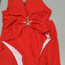 EDOLYNSA One Piece Swimsuit with Cover up Skirt Starfish Swimwear Sets for Women Halter Bathing Suits Vacation Beach Dresses (Small, Red)