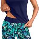 Yonique Women's Two Piece Swimsuits with Shorts Modest Tankini Bathing Suits Racerback Swim Tops Short Athletic Swimwear (Black, XL)
