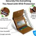 RFID-Blocking Women's Real Leather Wallet with Large Capacity and Wristlet - Small, Secure, and Chic - Conveniently Holds Cards, Cash, and Coins (All Black - RFID Protected with Wristlet)