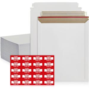 100 Pack Rigid Mailers 9x12 inches  Self Adhesive White Photo Mailers Large Mailing Supplies for Documents, Photos, CDs, Magazines, and Literature