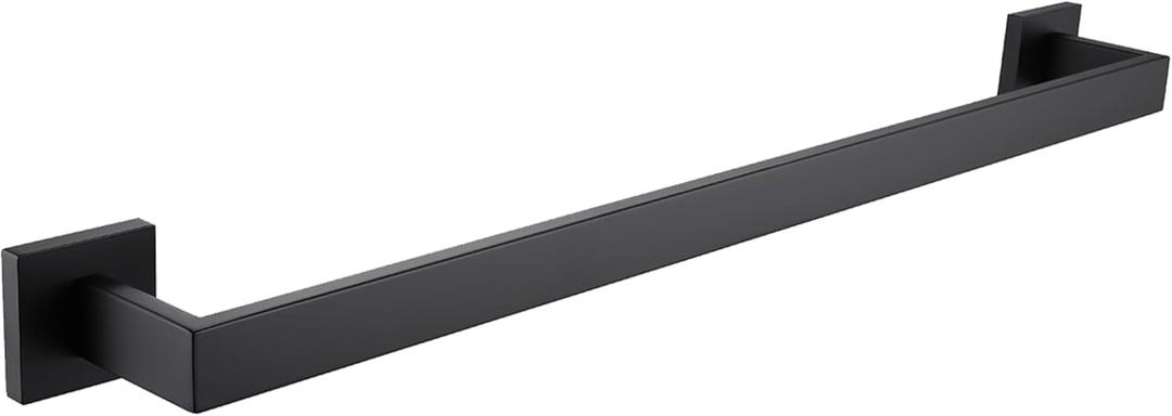 LANC 24 Inch Bath Towel Bar for Bathroom Wall Mounted, Matte Black Towel Hanger Square Towel Rack Stainless Steel Shower Towel Rail Towel Rod Kitchen Lavatory Hand Towel Holder, A8804MB-6P1