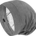 Organic Silk Bonnet for Sleeping Women Modal Shell Hidden Adjustable Strap Easy to Use Soft Head Wrap for Curly Hair Comfy Anti Frizz Night Cap (Light Grey)