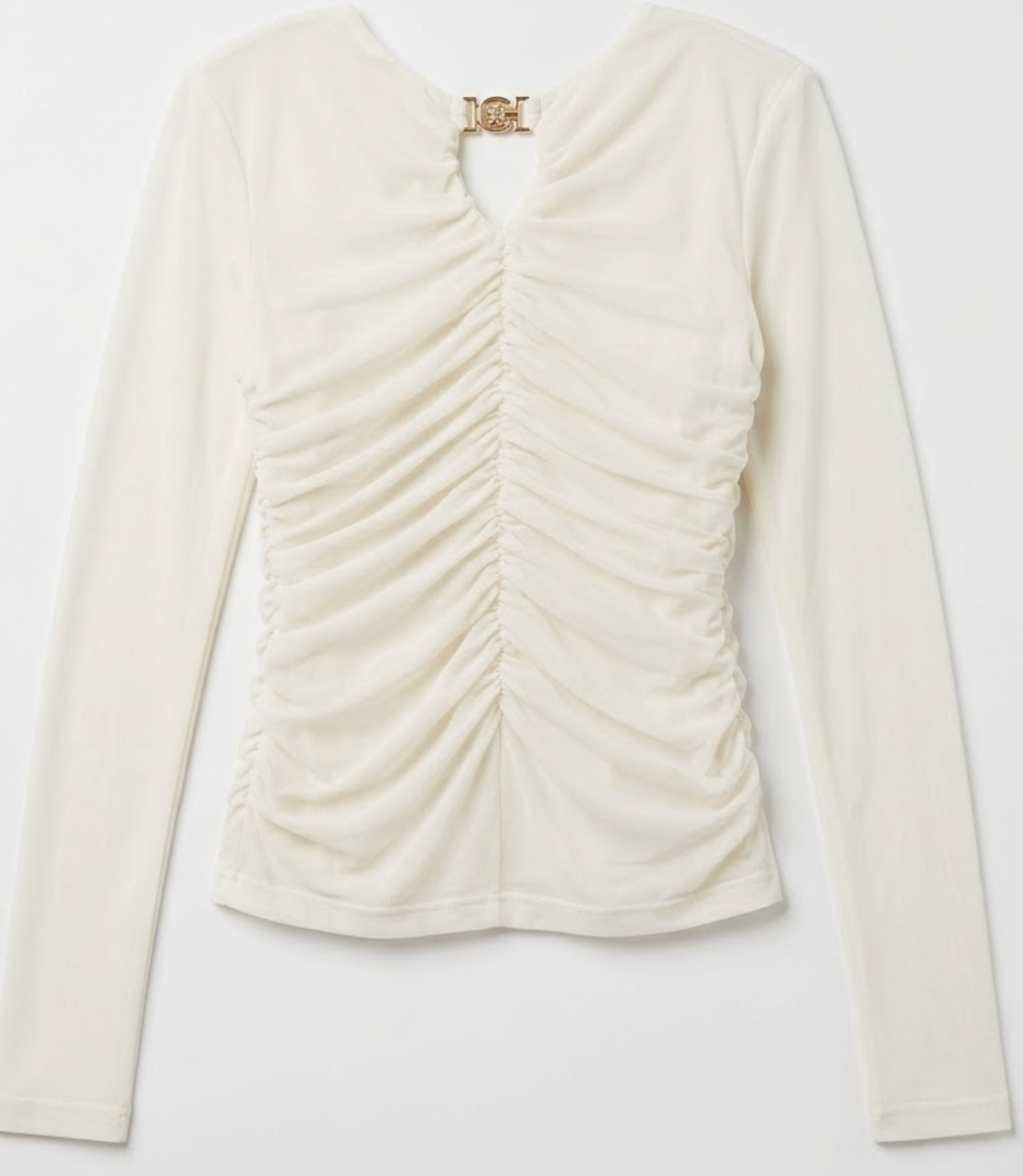 Sleeve Shirred Blouses Dressy Casual for Girl, S, White