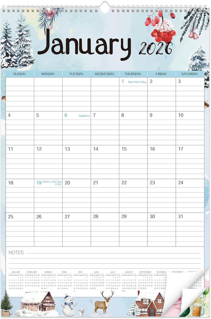 GuassLee Large Wall Calendar 2026-2027,24-Month Vertical Wall Calendar Runs from Jan. 2026 to Dec. 2027, 22"x15" Hanging Monthly Planner with Thick Paper Watercolor Design for Easy Organizing