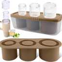 Tcamp Tumbler Ice Mold, Ice Cube Tray With Lid and Bin for 30-40 oz Tumbler Cup, Silicone Ice Cube Molds for Chilling Cocktails, Whiskey, Drinks, Coffee, Tea, Ice Maker (Brown)