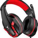 Kikc PS4 Gaming Headset with Mic for Xbox One, PS5, PC, Mobile Phone and Notebook, Controllable Volume Gaming Headphones with Soft Earmuffs for Kid (Red)