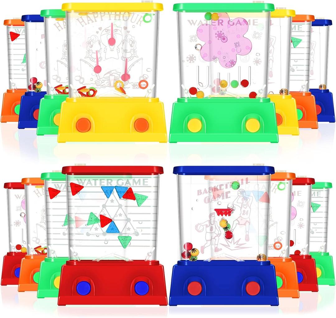 Zhanmai 16Pcs Handheld Water Games Mini Arcade Fish Ring Toss Basketball, Water Ring Toss Handheld Toys for Kids Adults, Retro Games for Beach Toy Party (Orange, Green, Yellow, Red, and Blue)