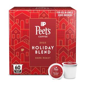 Peet's Coffee, Dark Roast Keurig K-Cup Pods - Holiday Blend 60 Count (6 Boxes of 10 K-Cup Pods)Best By: 08.09.2026