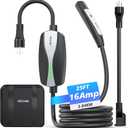 Level 1/2 Tesla Charger, 12A/16A, 25ft Extension Cable, Dual Voltage 240V NEMA 6-20 Plug & 120V NEMA 5-15 Adapter, NACS Connector, Portable Home Electric Car EV Charger for Tesla Models Y/X/3/S (Black)