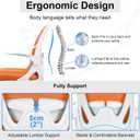 Primy Drafting Chair Tall Office Chair with Flip-up Armrests Executive Ergonomic Computer Standing Desk Chair with Lumbar Support and Adjustable Footrest Ring (Sunset Orange), 934-Z