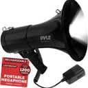 Pyle Portable Compact PA Megaphone Speaker with Alarm Siren & Adjustable Volume - 50W Handheld Lightweight Bullhorn - with Mic, AUX IN for MP3 & Rechargeable Battery - Indoor Outdoor Use - PMP561LTB