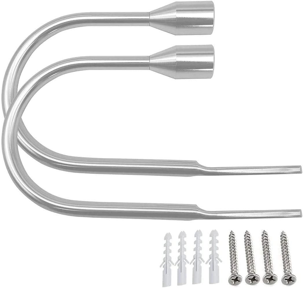 Curtain Tieback Hooks Chrome Curtain Holdbacks Tieback Hooks Decorative Curtain U Style Tie Back Hooks for Curtains Holder Metal Tie Backs Hook Back (Sliver)