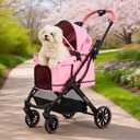 All-Terrain Dog Stroller for Small to Medium Dogs, Pet Stroller for Dogs & Cats Outdoor Walks, One-Hand Easy Fold, Double-Layer Anti-UV & Waterproof Canopy & Breathable Mesh, Sakura Pink