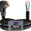 Kanayu 3 FT 6 AWG 3 Prong Replacement Power Cord Compatible with NEMA 6-50P 50 Amp 250V Welder Extension Cable with Open End for Welder Dryer Garage Heater Generator, ETL Listed