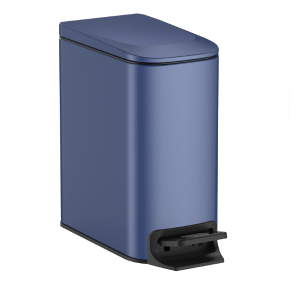 TIPGO Slim Bathroom Trash Can with Lid Soft Close, Step Pedal, 6 Liter / 1.6 Gallon Stainless Steel Trash Bin, Small Garbage Cans for Bedroom, Office, Kitchen (Matte Blue)