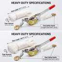 Heavy Duty Rope Puller, 3/4 Ton (1650 lbs) Hand Winch (100FT/30M)
