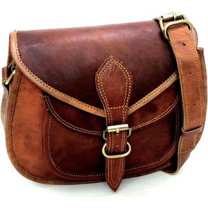 Women Vintage Style Genuine Leather Crossbody Shoulder Bag Satchel ladies Purse Saddle Bag Crossover Bags for Women Travel