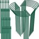 12 Pack 32 or 16 inch Adjustable Plant Support Stakes, Heavy-Duty Half Round Peony Support, Garden Plant Stakes Cage for Outdoor Plants, Peony, Tomato, Hydrangea, (16In Support +16In Extension Tubes)