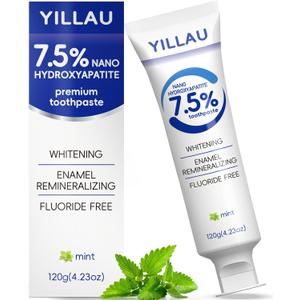 3 x Hydroxyapatite Toothpaste, Nano Hydroxy 7.5%, Fluoride Free, for Sensitive Teeth Enamel Protection, Dent Whitening, Remineralizing, Nano Hydroxyapatite Toothpaste, Dent Protection, Fresh Breath