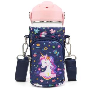Water Bottle Carrier Bag for Kids, Insulated Holder With Adjustable Strap for 10/12/14/16/18oz Bottles, Sleeve for Boys Girls School Travel Sports
