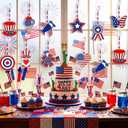 WinnerWhy 30 Sets 4th of July Crafts Bulk, Patriotic 250th Anniversary Stained Glass Sun Catcher Art Kits for Memorial Day Home Party Project Activities Hanging Ornaments
