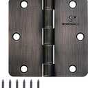 Door Hinge 3 1/2 Inch Interior Door Hinges Oil Rubbed Bronze Black 3.5 Inch Interior Hinges 1/4" Radius Flat Iron Hinge 3 "x 3 " Door Hardware - 3 Pieces