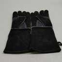RAPICCA Welding Gloves Fire Heat Resistant: Black 16IN - Fireproof Leather For Stick Mig Flux-Core Welder Forge Blacksmith Fireplace Wood Stove Fire Pit Furnace Handling Dry ice - One Size 662