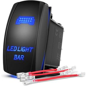 Nilight - 90001B LED Light Bar Rocker Switch 5Pin Laser On/Off LED Light 20A/12V 10A/24V Switch Jumper Wires Set for Jeep Boat Trucks, Blue