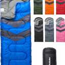 MalloMe Sleeping Bags for Adults Cold Weather & Warm - Backpacking Camping Sleeping Bag for Kids 10-12, Girls, Boys - Lightweight Compact Camping Essentials Gear Accessories Hiking Sleep Must Haves (50-80F Everyday 3 Season - Blue)