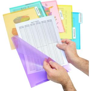 Ultimate Office PocketFile Clear Poly Document Folder Project Pockets, 3rd-Cut, Letter Size, in 6 Assorted Colors, Set of 18