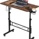 Hadulcet Small Standing Desk Adjustable Height, Rolling Desk for Standing or Sitting, Portable Computer Desk for Walking Pad, Rustic Brown