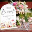 4 x Floral Bridal Shower Decorations, Make a Bouquet Sign, Acrylic Signs for Wedding, Wedding Signage for Reception, Boho Bridal Shower Decorations for Flower Shop, Bachelorette Night, Engagement, 3, 6x8 Inch