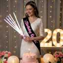 3 x Birthday Queen' Birthday Sash Black with Glitter Pink Letters-Birthday Sash for Women,21st 30th 40th 50th Birthday Party Supplies