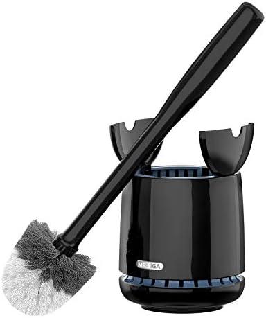 MR.SIGA Toilet Bowl Brush and Holder, Premium Quality, with Solid Handle and Durable Bristles for Bathroom Cleaning, Black, 1 Pack