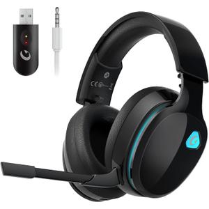 Gtheos 2.4GHz Wireless Gaming Headset for PC, PS4, PS5, Mac, Nintendo Switch, Bluetooth 5.2 Gaming Headphones with Noise Canceling Microphone, Stereo Sound, ONLY 3.5mm Wired Mode for Xbox Series-Black