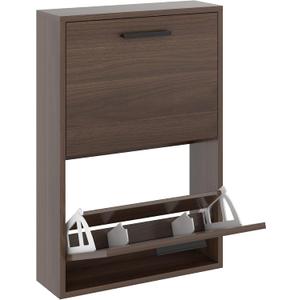WAHEY Shoe Cabinet, Wall Mounted Shoe Organizer with 2 Flip Drawers, FSSR006 (6.3"x15.7"x29.5", Walnut)