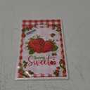 Pineraap 50 Pcs Reusable Red Strawberry Treat Bags - Double-Sided Strawberry Print, Water-Resistant, Self-Seal Plastic Party Favor Bags