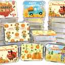 WorldBazaar Cute Thanksgiving Leftover Containers 36PCS Thanksgiving Take Home Containers with Lids Fall Turkey Foil Pans Food Sacks Storage Harvest Party Supplies